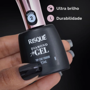 Top Coat Fixador Risqué Diamond Gel Cremoso 9,5ml - Imagem 4