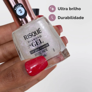 Top Coat Fixador Efeito Paetê Risqué Diamond Gel 9,5ml - Imagem 3