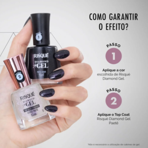 Top Coat Fixador Efeito Paetê Risqué Diamond Gel 9,5ml - Imagem 5