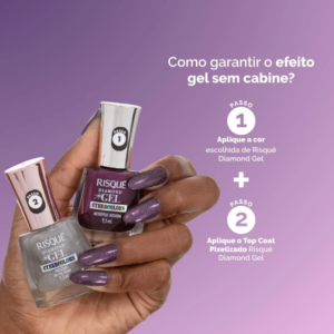 Top Coat Fixador Risqué Diamond Gel Cybercolors 9,5 mL - Imagem 4