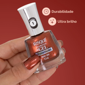 Esmalte Risqué Diamond Cybercolors Bronze Metálico 9,5 mL - Imagem 5